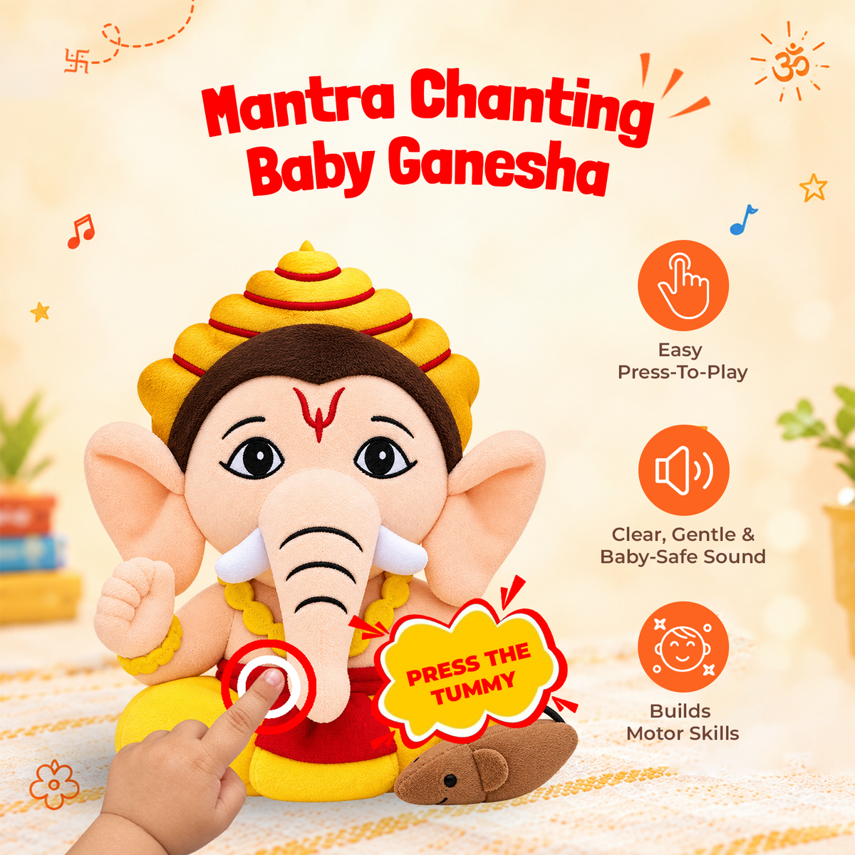 Mantra Chanting Baby Ganesha (Small-22 cm)