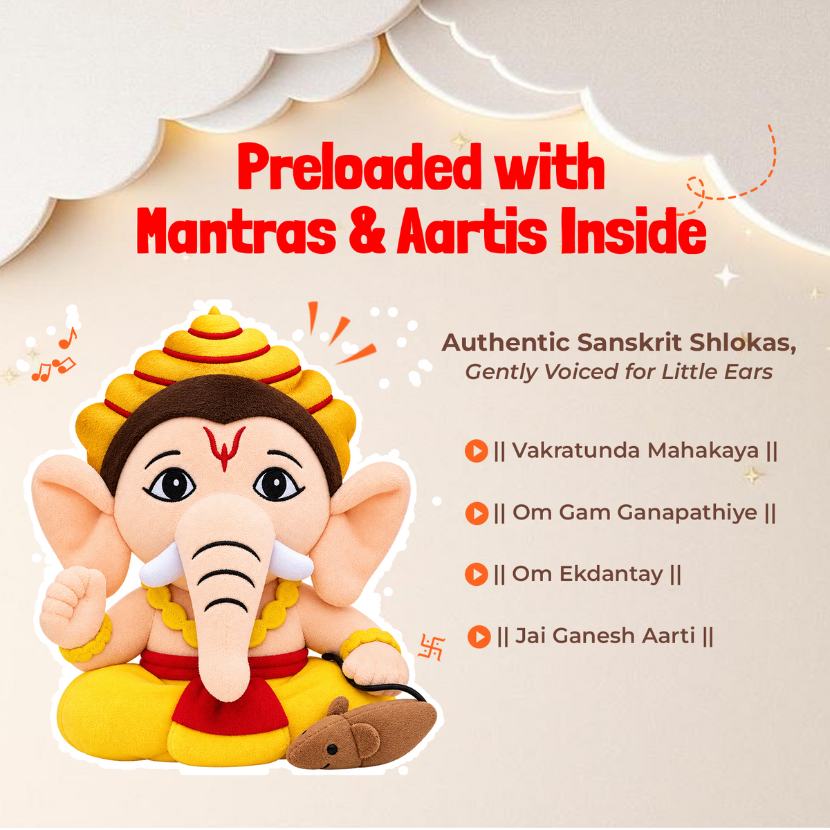Mantra Chanting Baby Ganesha (Small-22 cm)