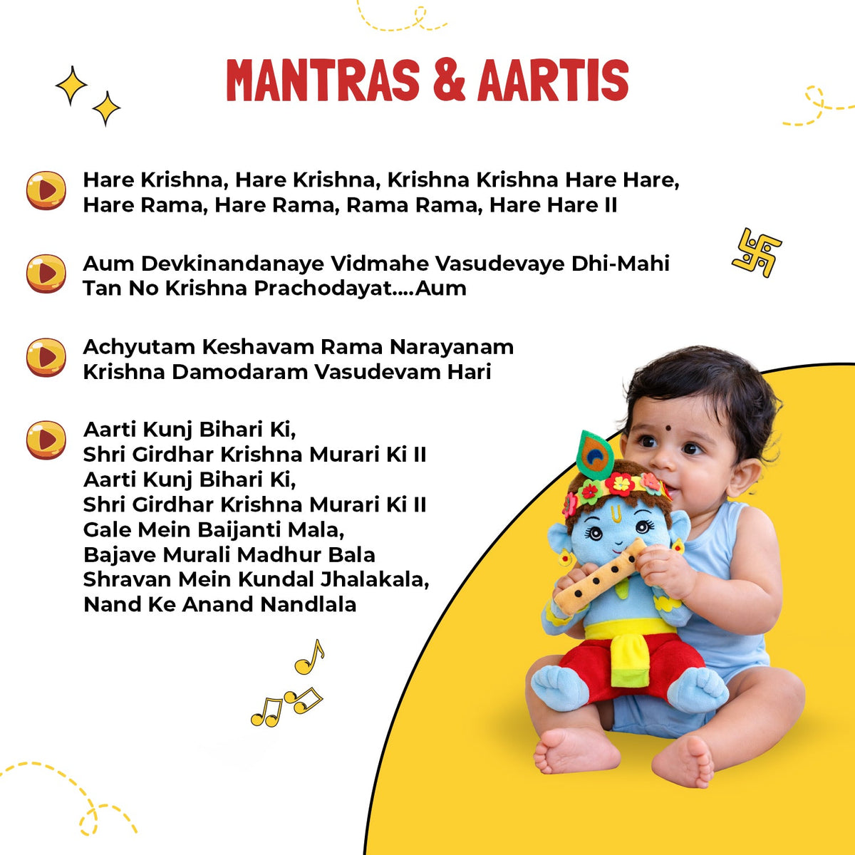 Mantra Chanting Baby Krishna (Medium -28 cm)