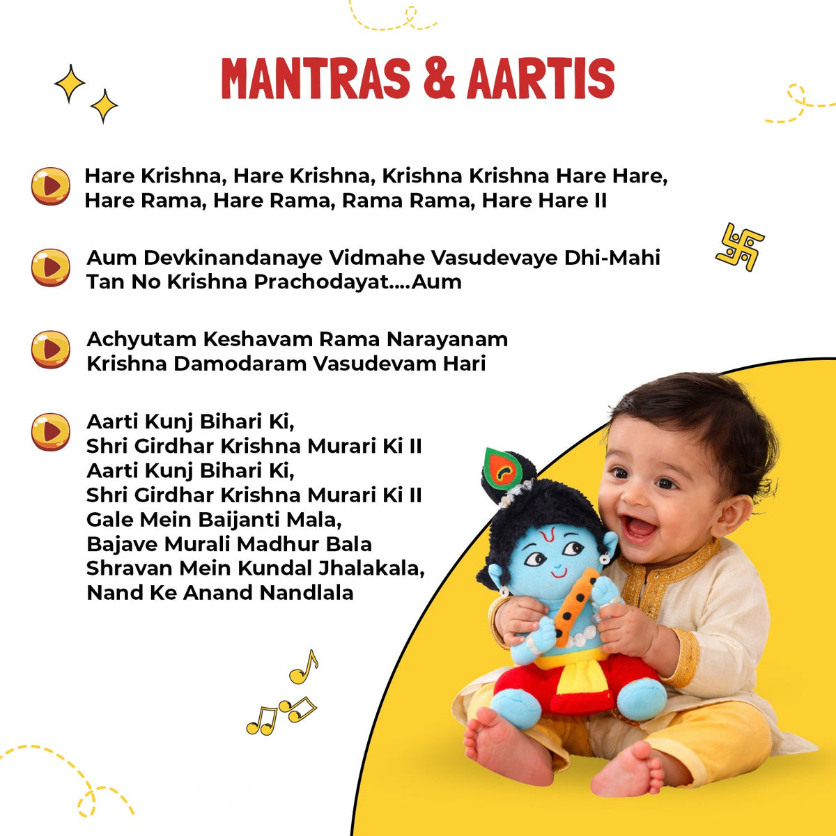 Mantra Chanting Baby Krishna (Small-22 cm)